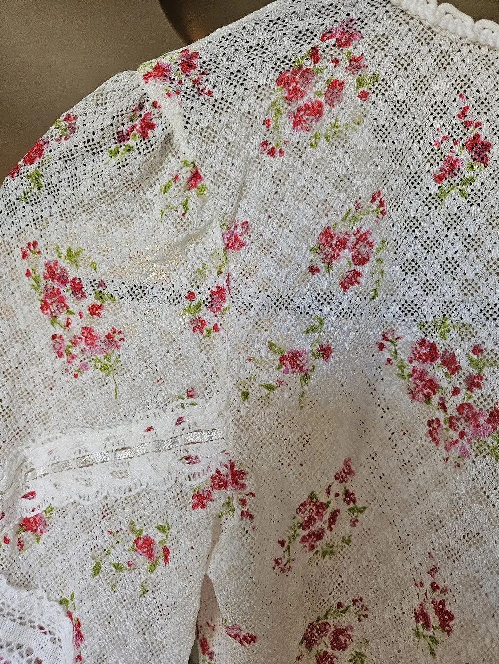 NWOT Free People White/Pink Floral LaceCrop Top - Picture 7 of 17